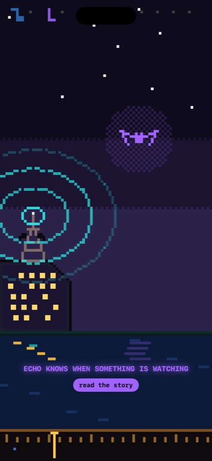 iPhone: the Echo station, a bat glowing in the sky