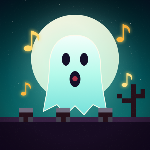 Ghost Note app icon: a singing teal ghost