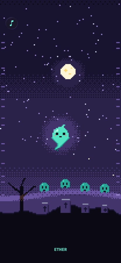iPhone: four little ghosts over their gravestones with the singer above