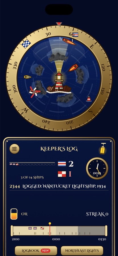 iPhone: the compass ring and sea above the keeper's log