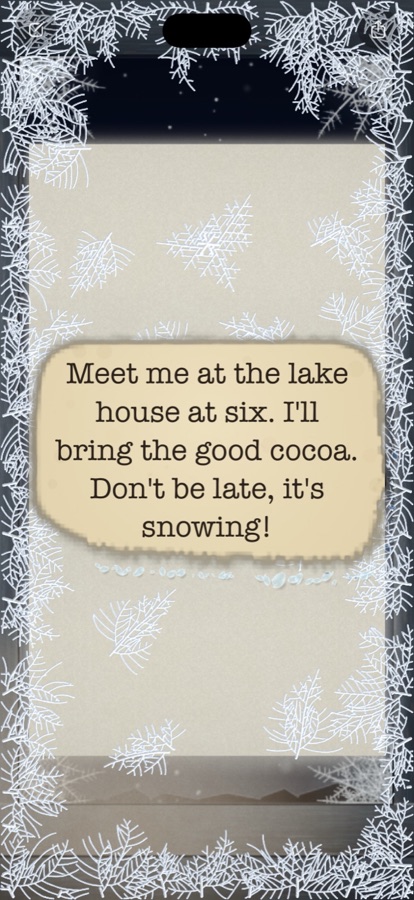 iPhone: the note readable in typewriter type on its card, frost still gathered around the edges