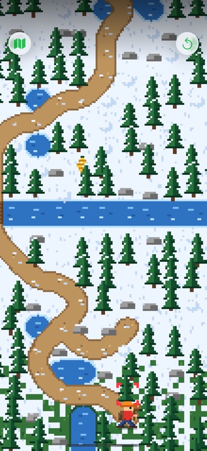iPhone: a snowy trail crossing a frozen river