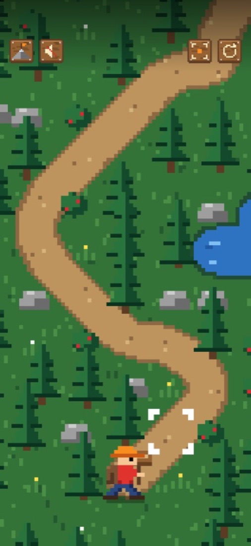 Waypoint's trail, with the carved-wood buttons that replaced the system ones.