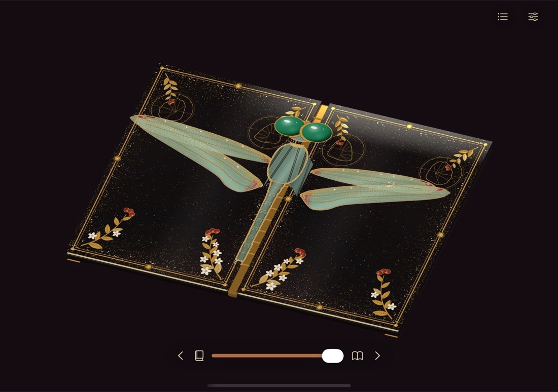 The Bestiary open on a Duo. The slider at the bottom is what the hinge is about to replace.